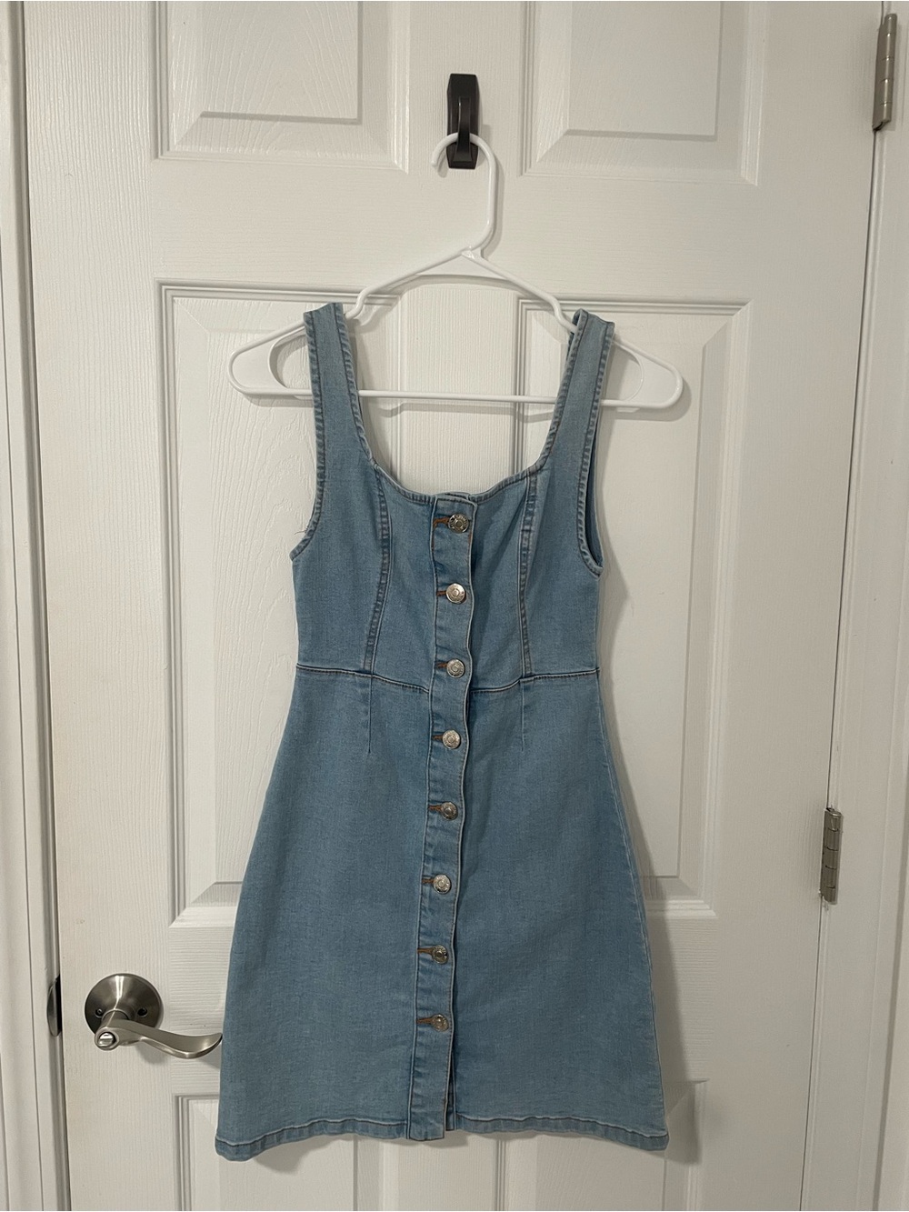 Denim&Co Light Blue Button-Front Denim Dress